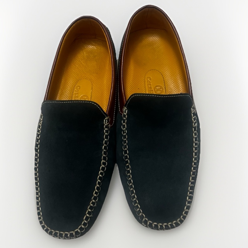 Cole Haan Suede Leather Moc Toe Slip-On Loafers Mens Sz‎ 8.5 Blue Brown Retro